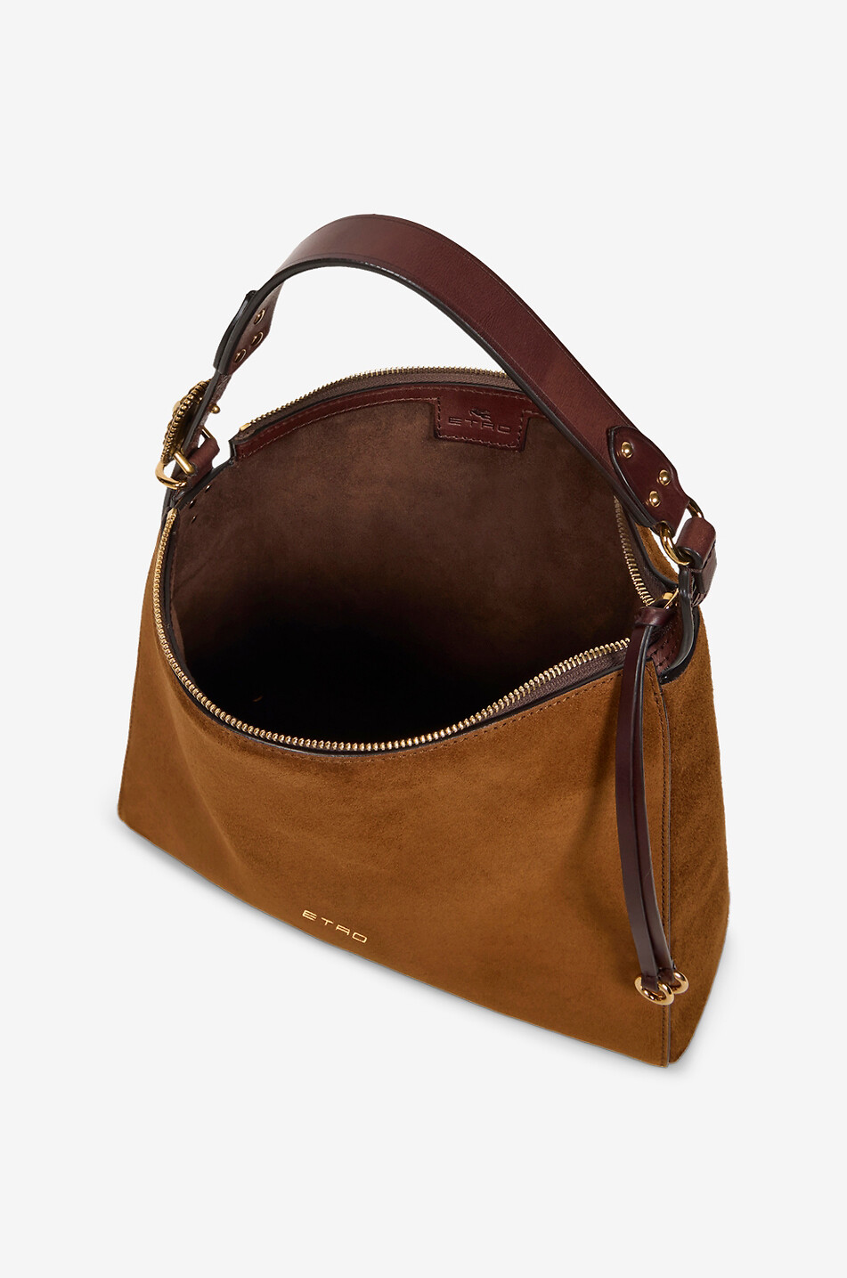 ETRO Rosette Small trapeze suede shoulder bag Women BROWN 5