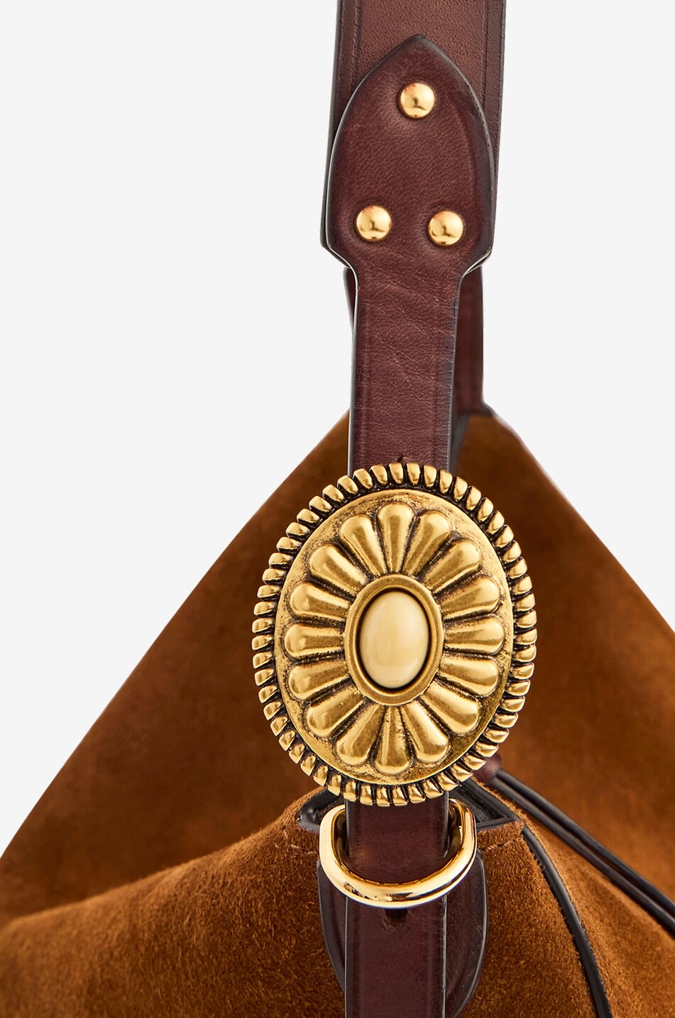ETRO Rosette Small trapeze suede shoulder bag Women BROWN 6