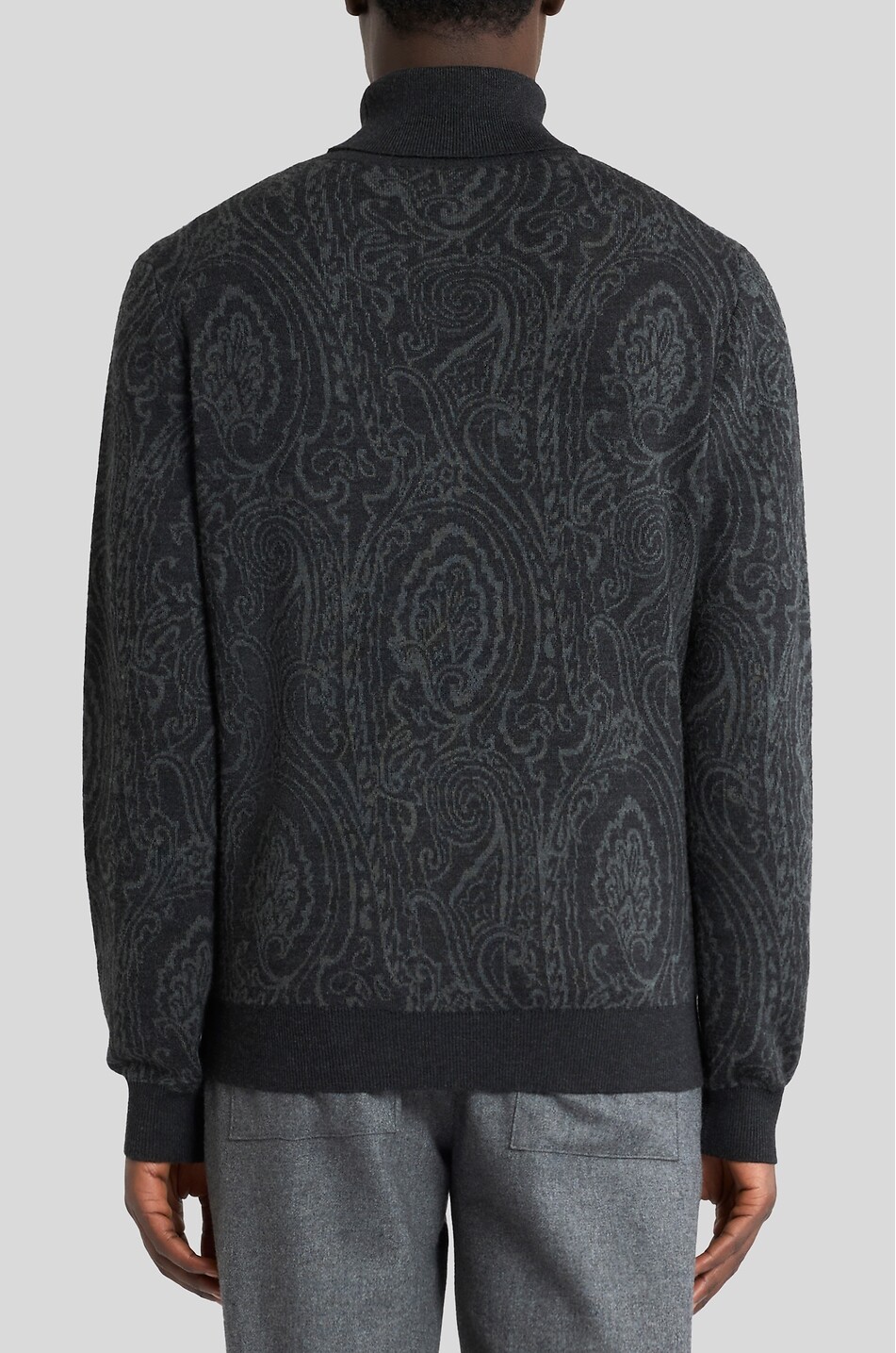 ETRO Arnica patterned turtleneck wool blend jacquard knit jumper Men BLACK 4