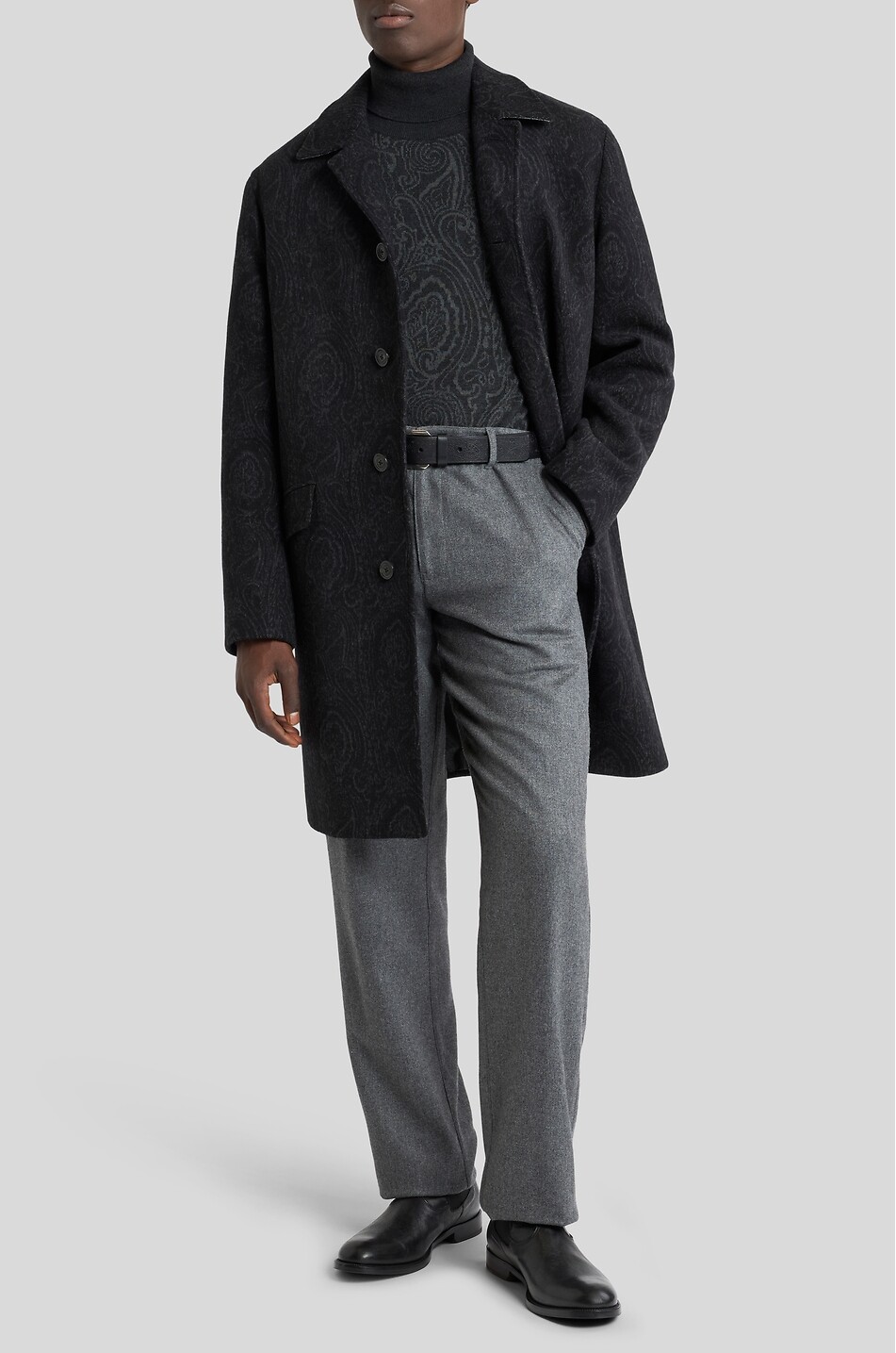 ETRO Arnica patterned turtleneck wool blend jacquard knit jumper Men BLACK 6