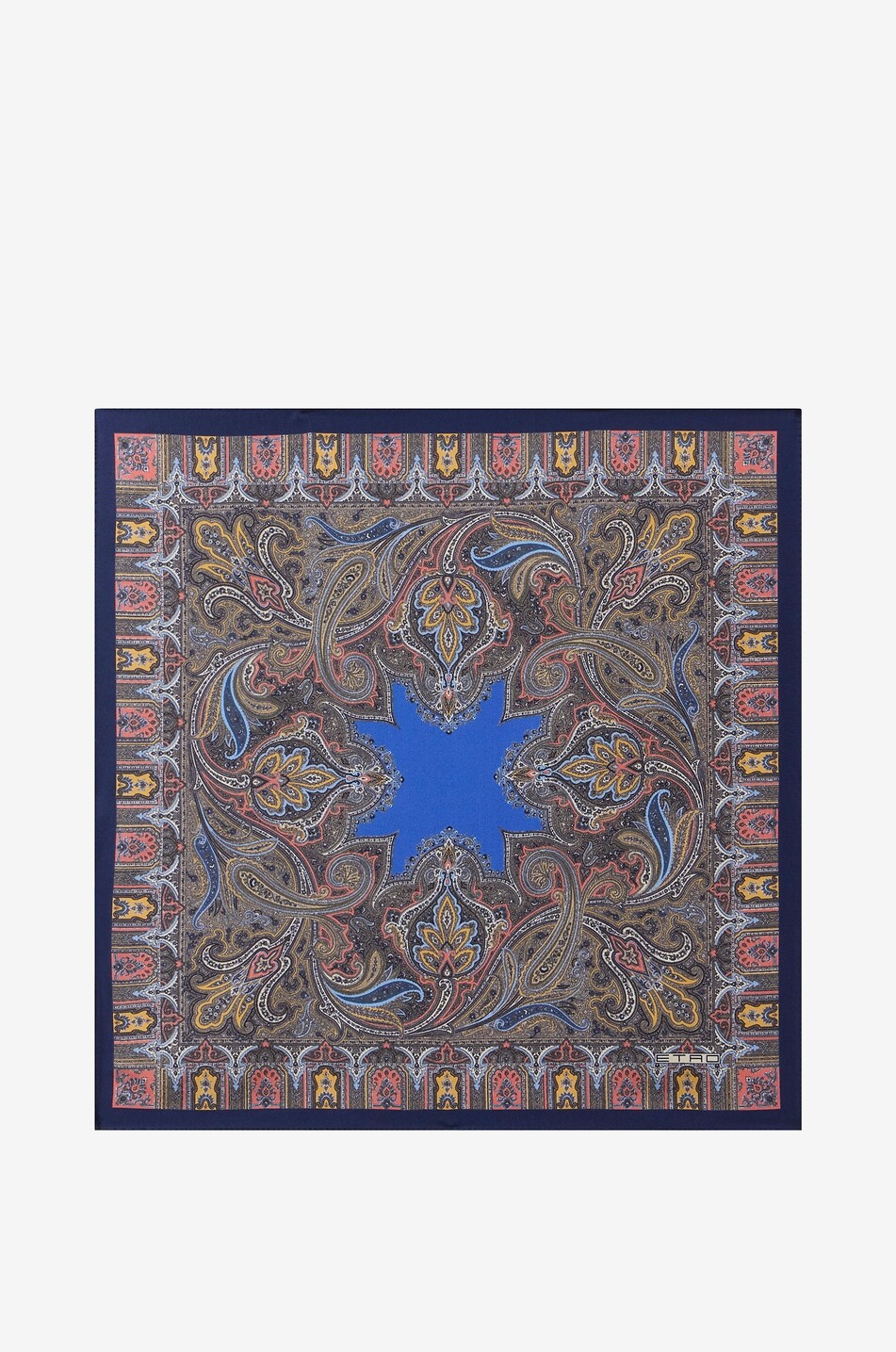 ETRO Pochette en soie imprimée Paisley Géométrique Homme BLEU FONCE 1