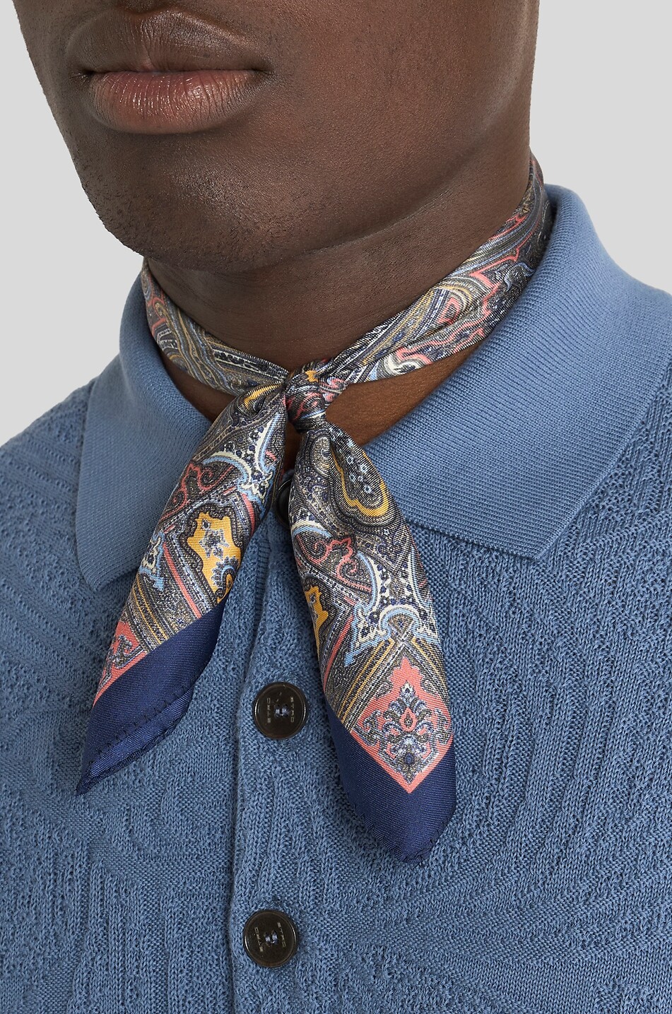 ETRO Pochette en soie imprimée Paisley Géométrique Homme BLEU FONCE 2