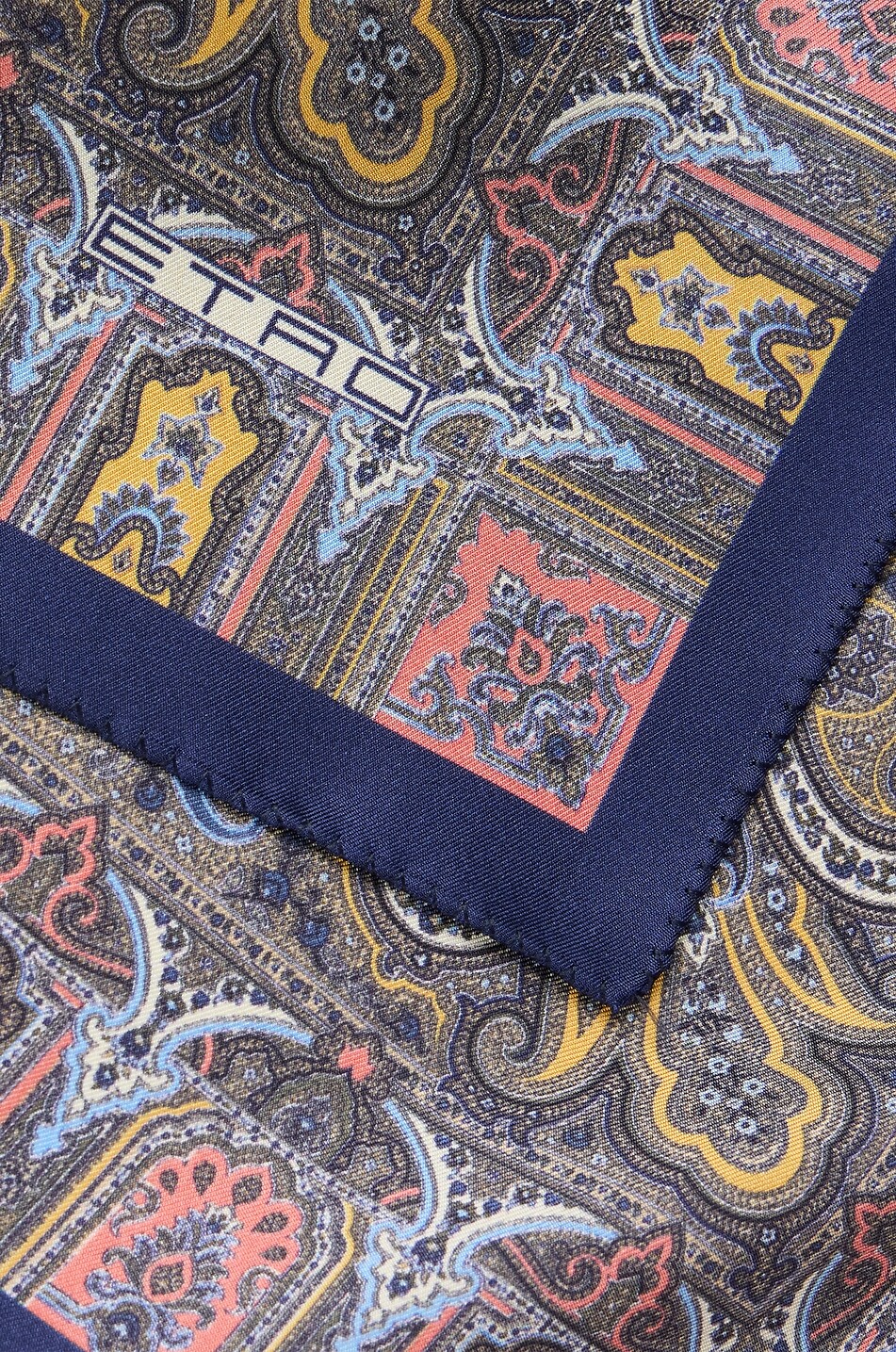 ETRO Pochette en soie imprimée Paisley Géométrique Homme BLEU FONCE 3