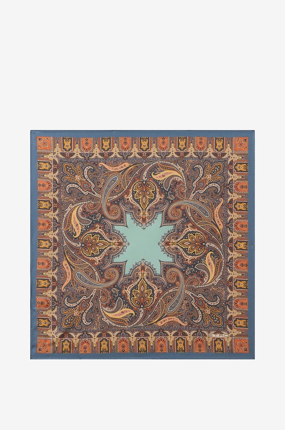 ETRO Seiden-Einstecktuch mit geometrischem Paisley-Print Herren MITTELBLAU 1