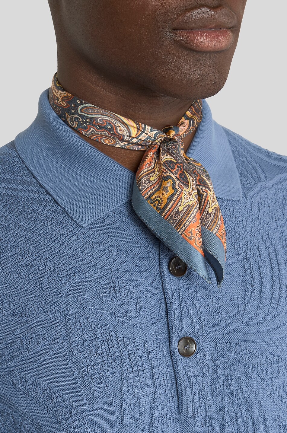 ETRO Seiden-Einstecktuch mit geometrischem Paisley-Print Herren MITTELBLAU 2