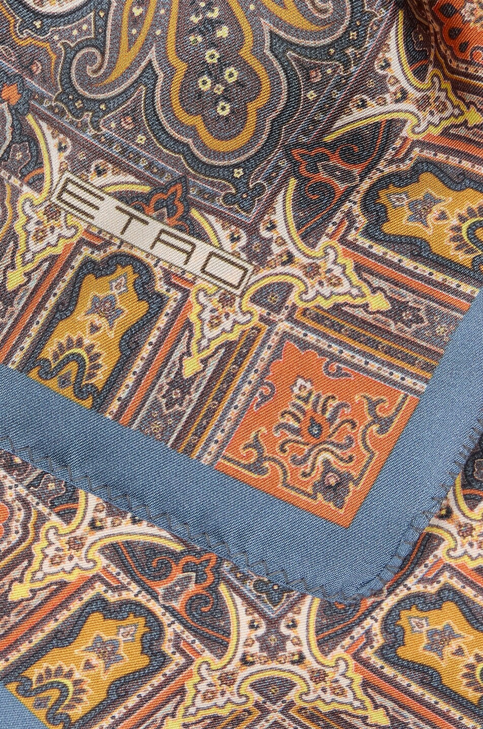 ETRO Seiden-Einstecktuch mit geometrischem Paisley-Print Herren MITTELBLAU 3