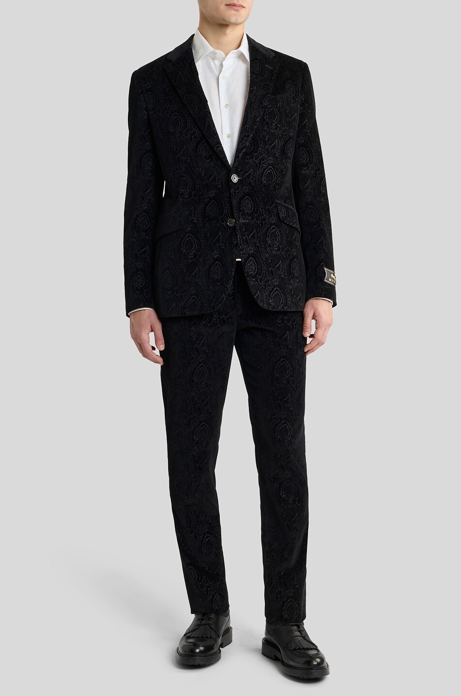 ETRO Milano Arnica patterned straight cotton velvet blazer Men BLACK 3