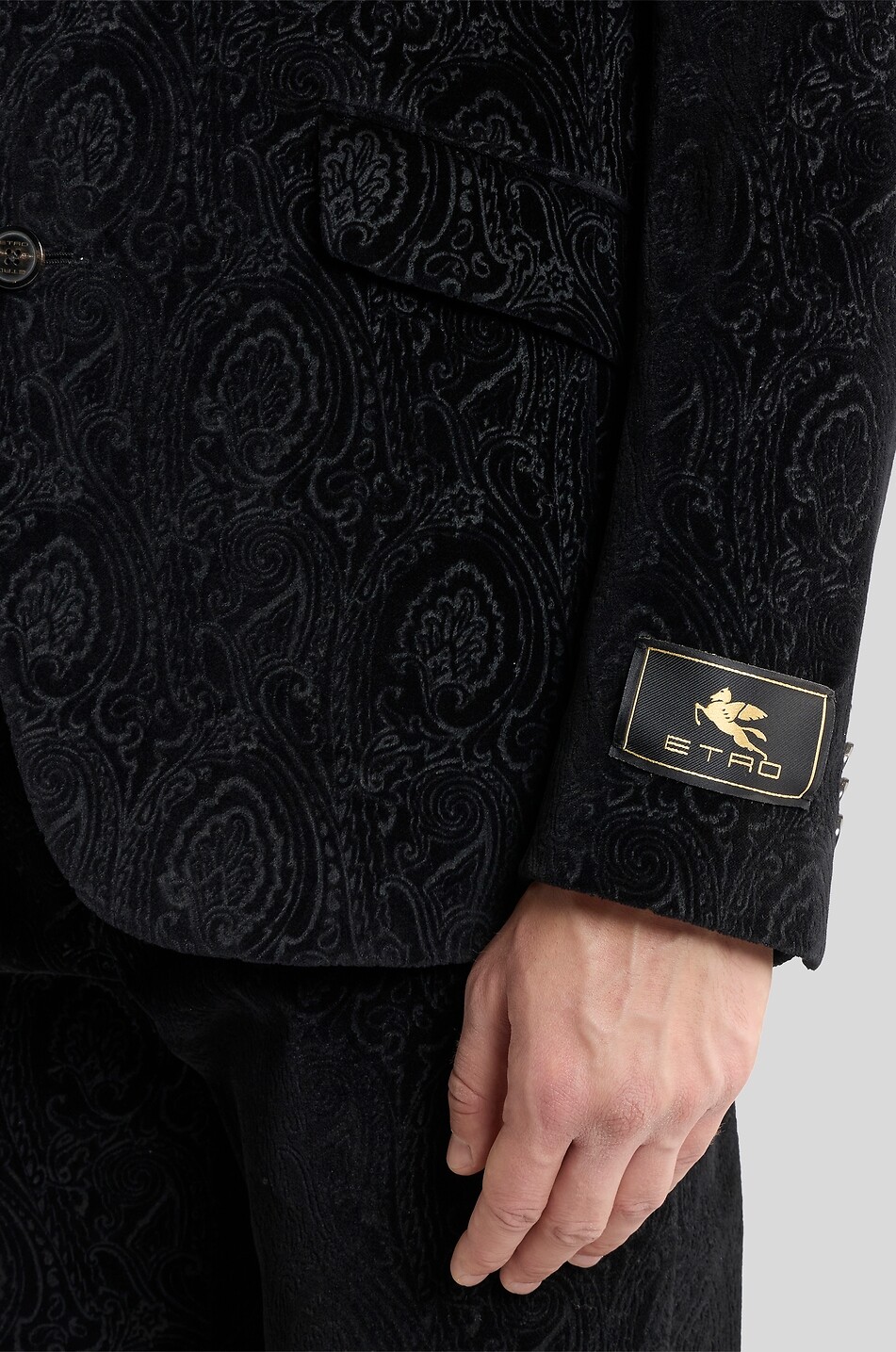 ETRO Milano Arnica patterned straight cotton velvet blazer Men BLACK 5