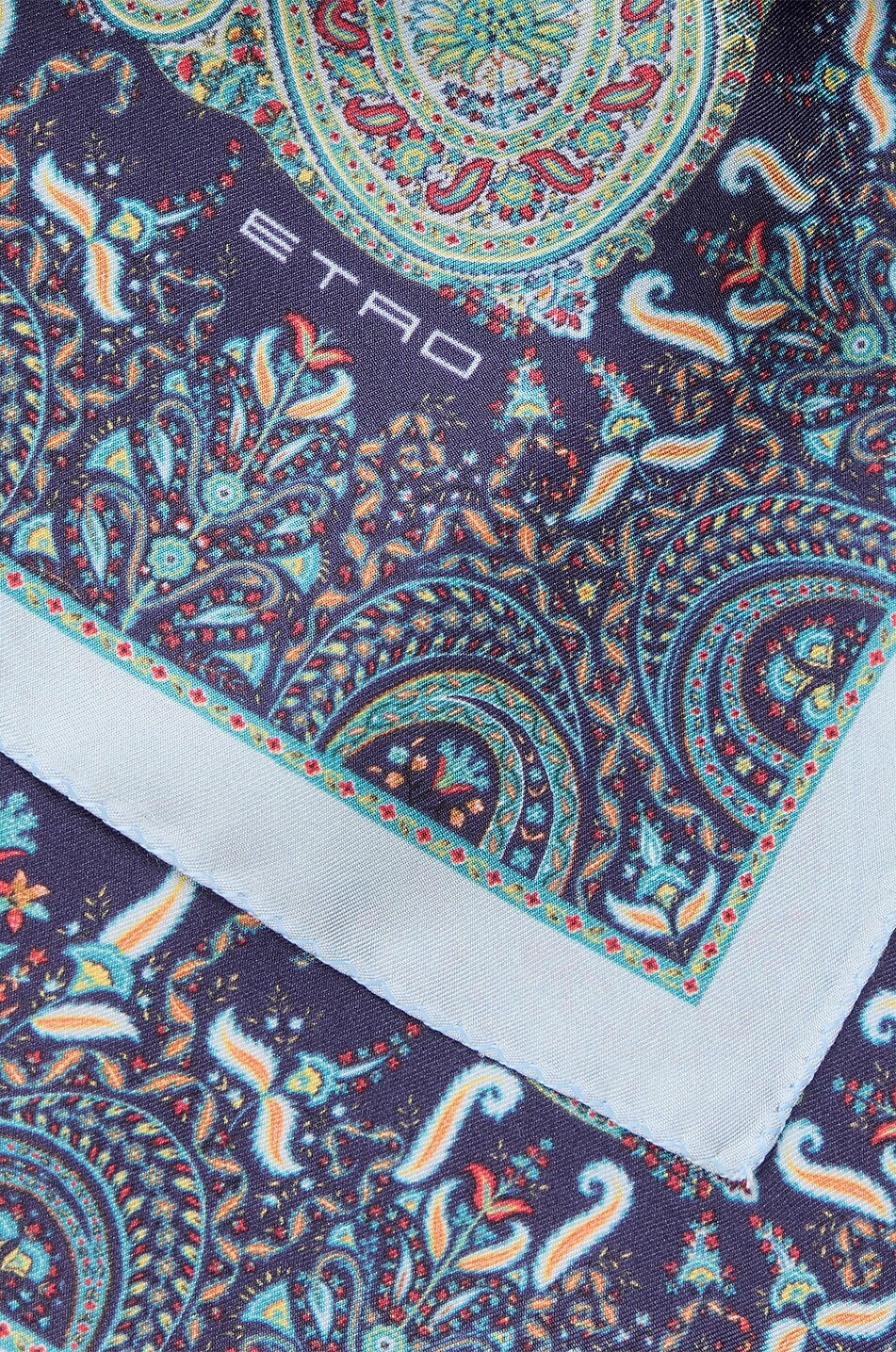 ETRO Einstecktuch aus Seide mit Paisleyprint Fedora Herren BLAU 2