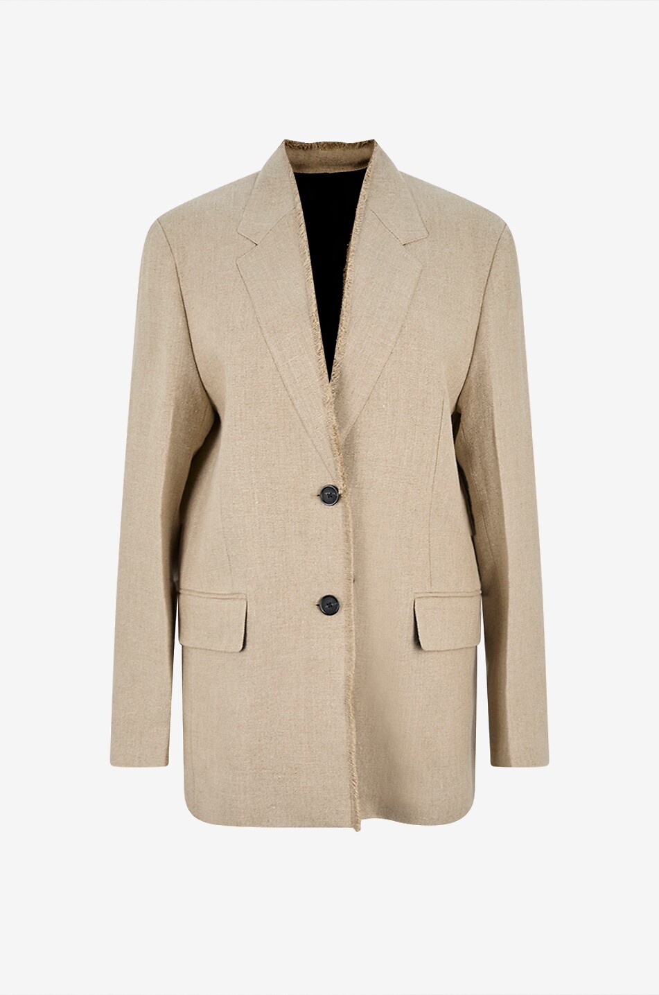 Linen raw-lapel straight blazer
