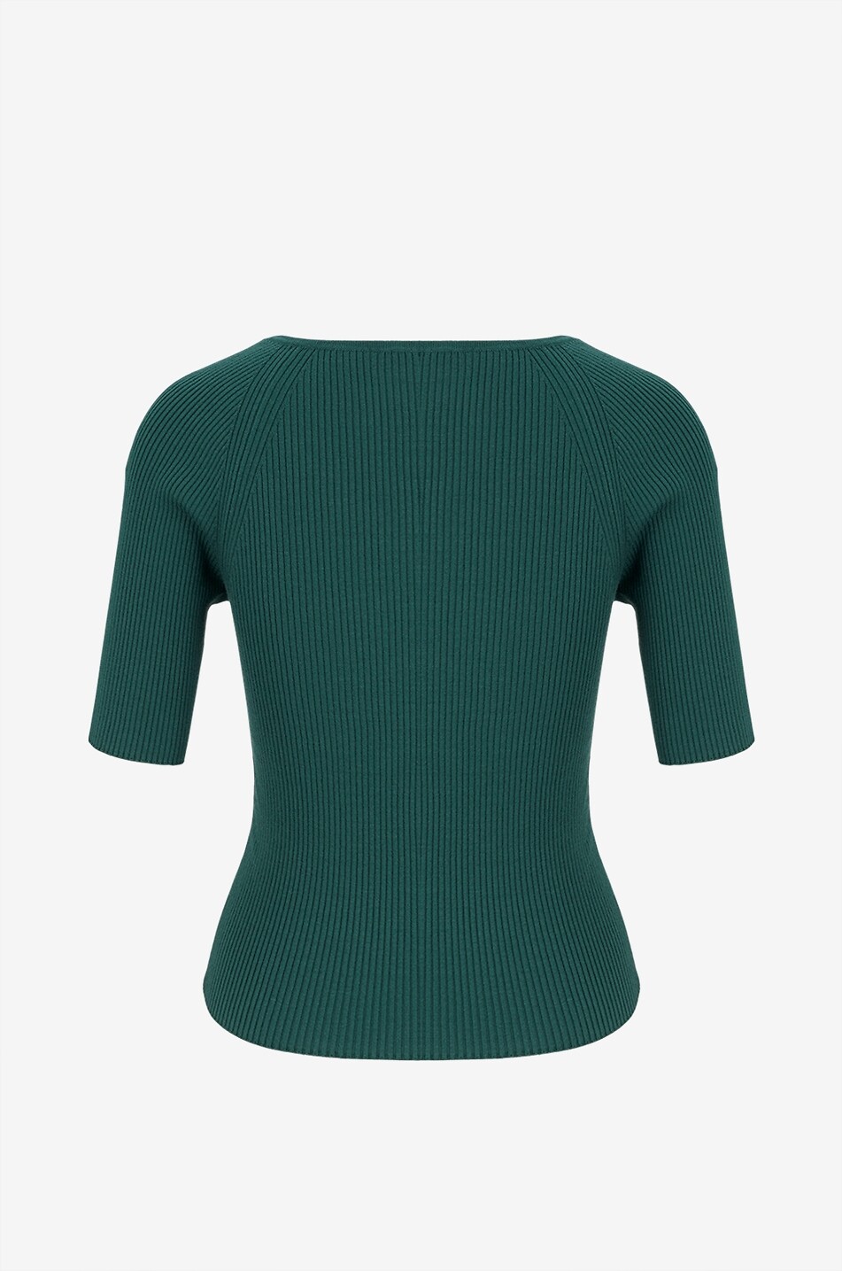 WEEKEND MAX MARA Top en maille côtelé à manches courtes et col V Tenente Femme VERT 2