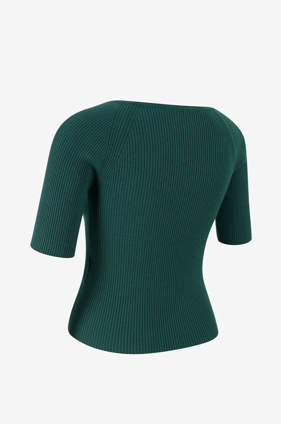 WEEKEND MAX MARA Top en maille côtelé à manches courtes et col V Tenente Femme VERT 3