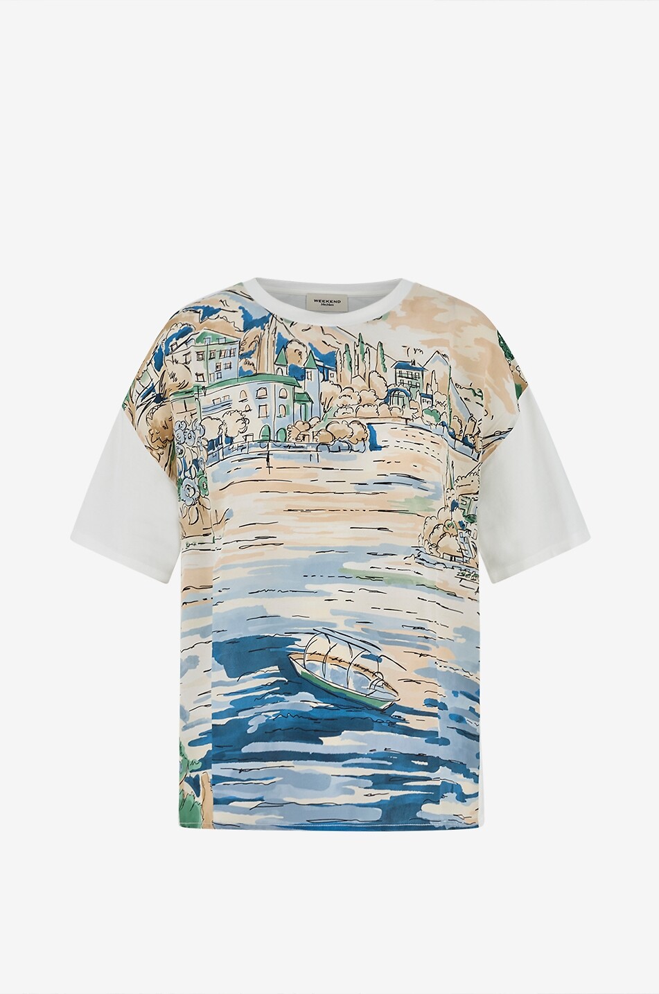 WEEKEND MAX MARA Terzo printed cotton crew-neck T-shirt Women LIGHT BLUE 1