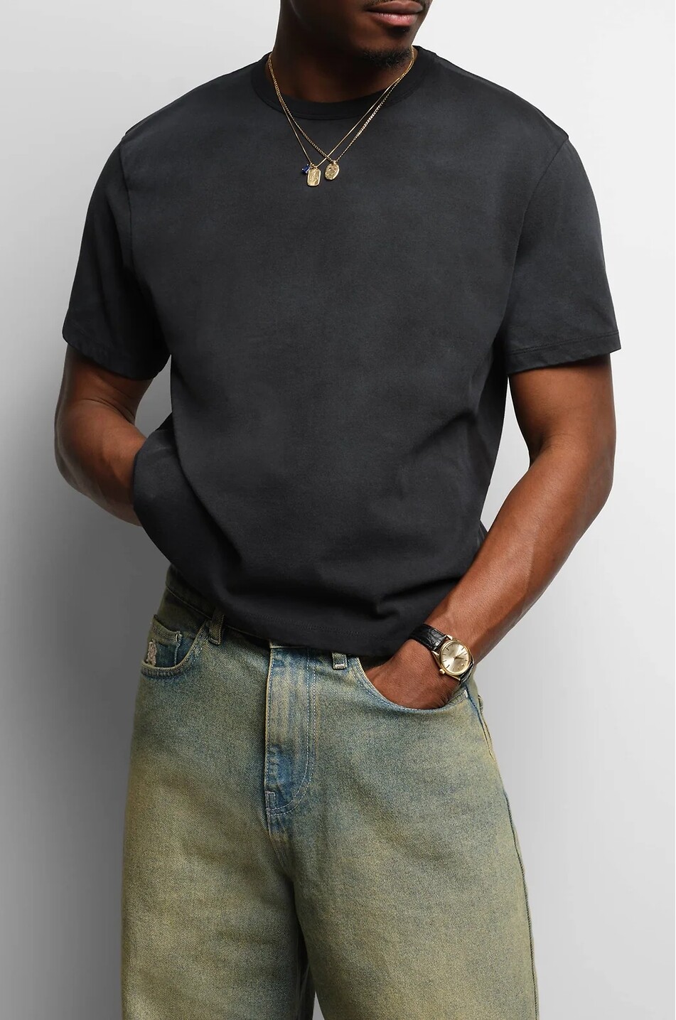 ABOUT:BLANK Baby Tee cropped short-sleeved jersey T-shirt Men BLACK 5