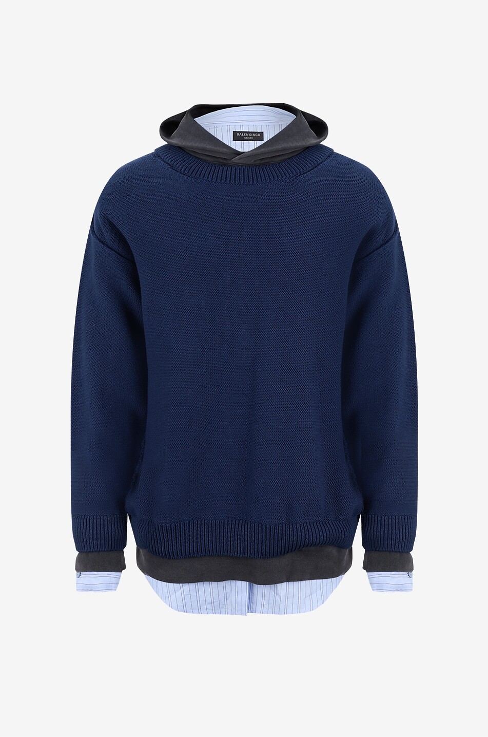 BALENCIAGA Sweat-shirt à capuche oversize en coton doublé Homme BLEU FONCE 1