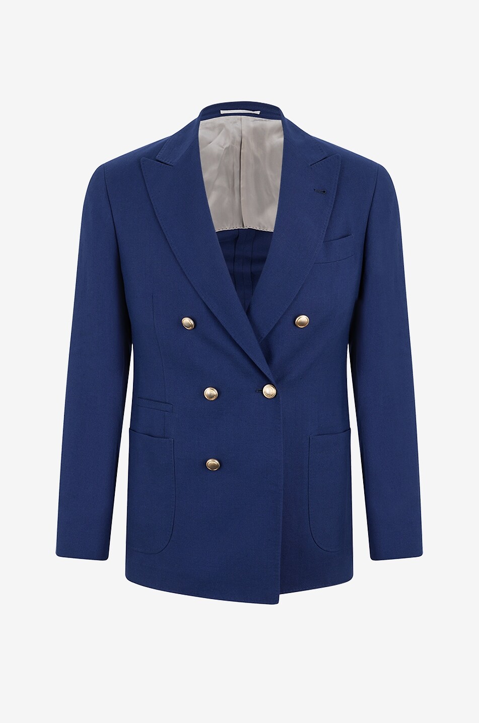 Zweireihiger Blazer aus Leinen und Wolle