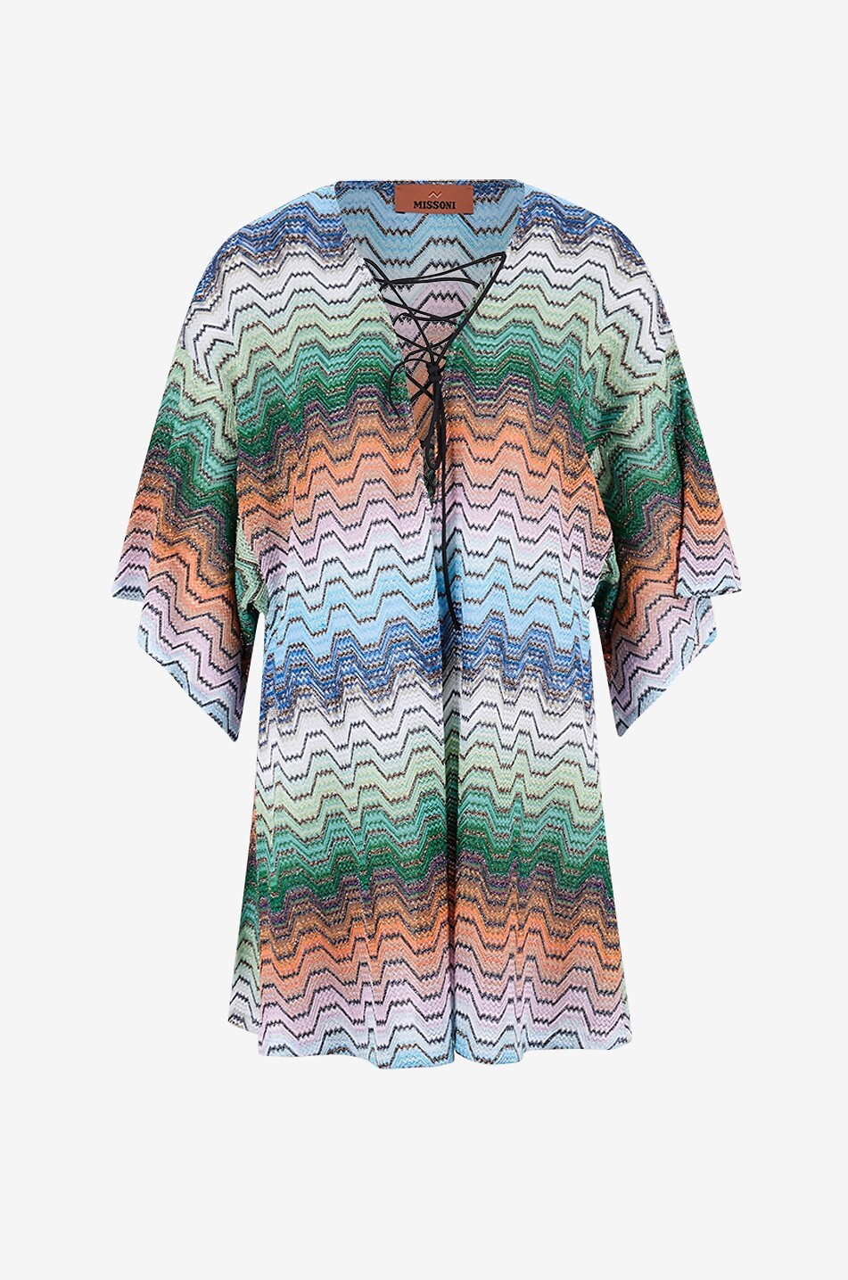 MISSONI Beach tunic oversized V-neck in blended viscose Women MULTI COLOURED 1