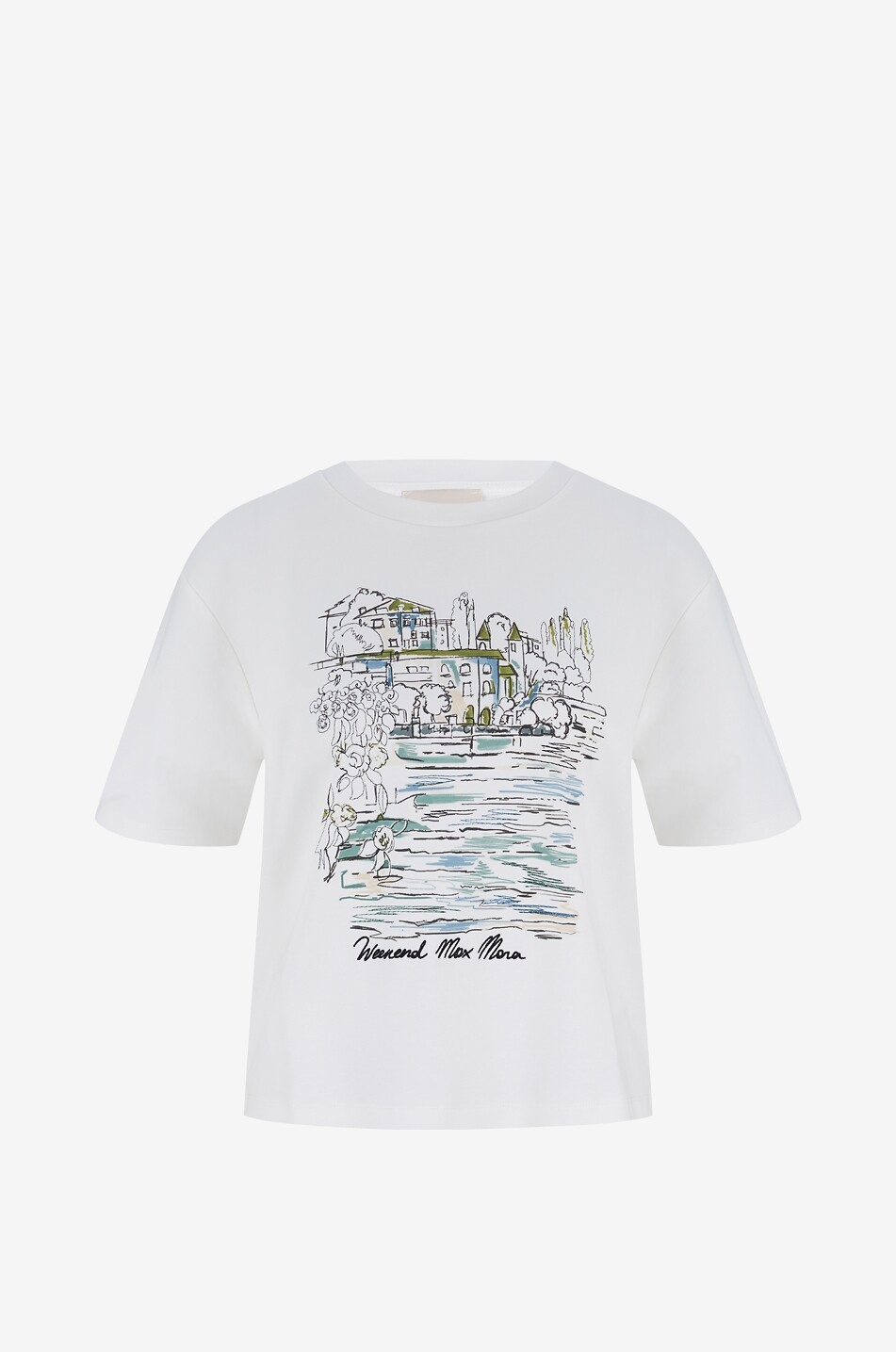 WEEKEND MAX MARA Sala printed cotton short-sleeved T-shirt Women WHITE 1