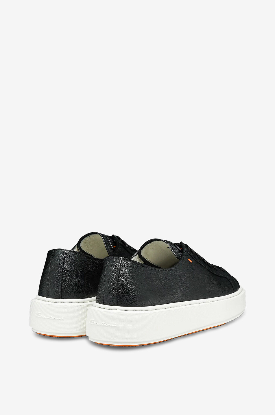 SANTONI Niedrige Schnürsneakers aus gekörntem Leder Damen SCHWARZ 3