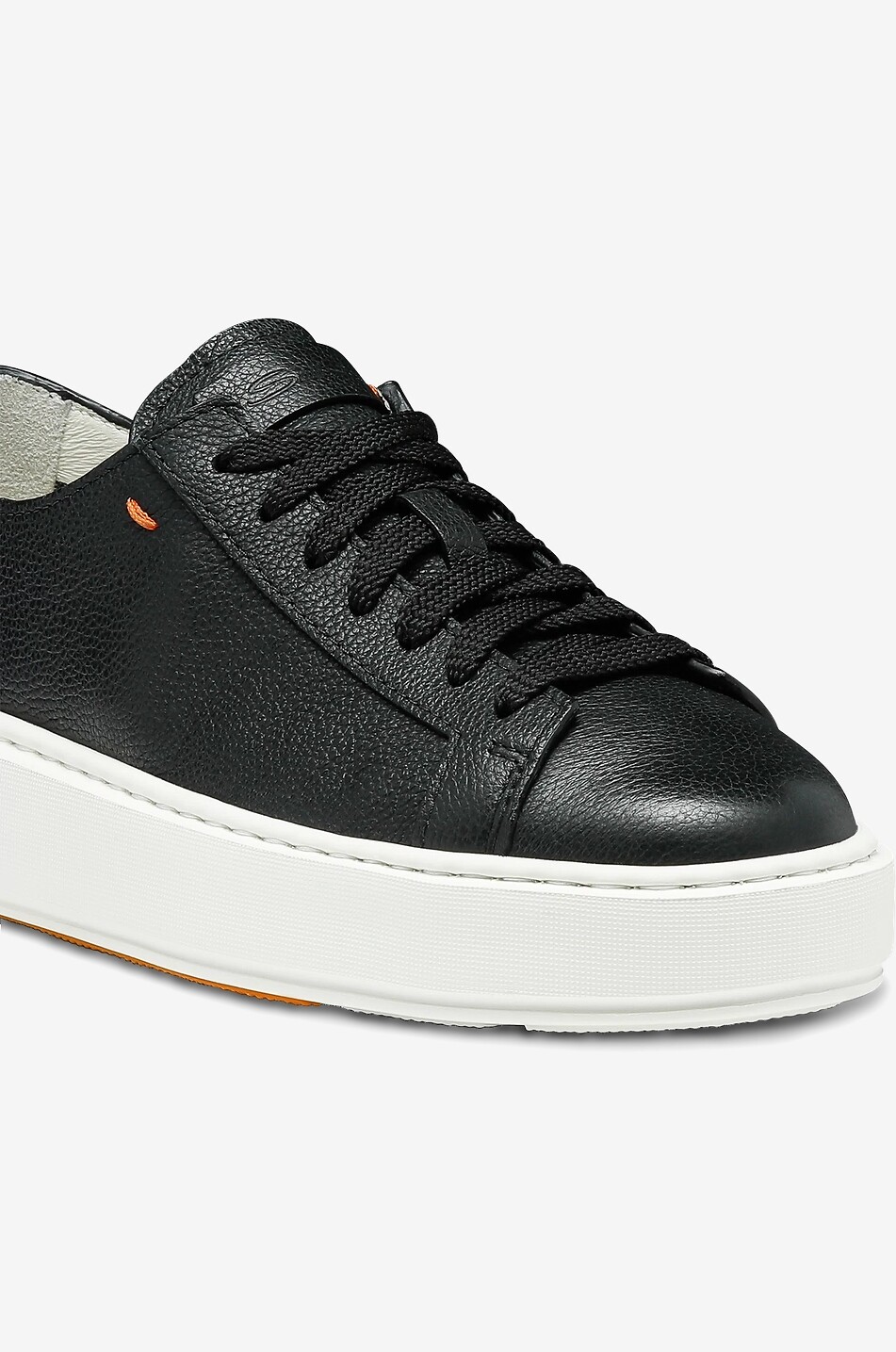 SANTONI Niedrige Schnürsneakers aus gekörntem Leder Damen SCHWARZ 4