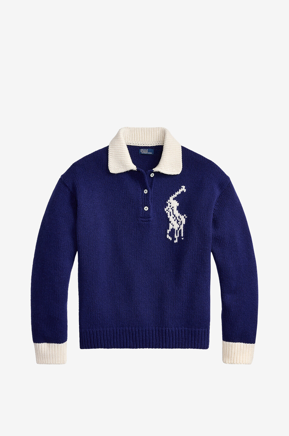 POLO RALPH LAUREN Big Pony wool rugby shirt style jumper Women DARK BLUE 1