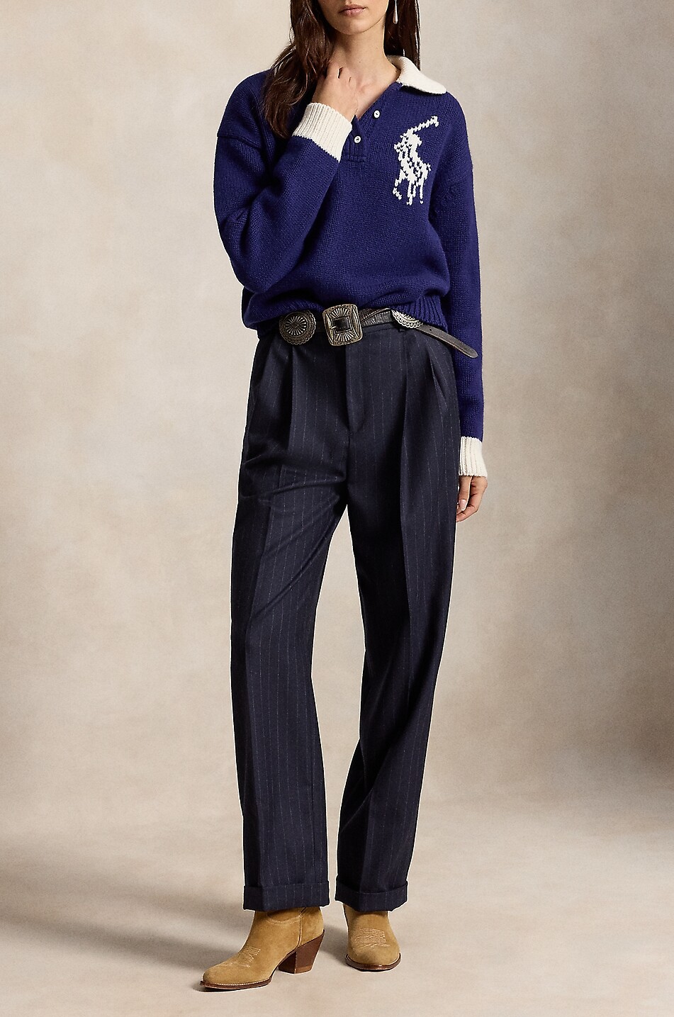 POLO RALPH LAUREN Big Pony wool rugby shirt style jumper Women DARK BLUE 4
