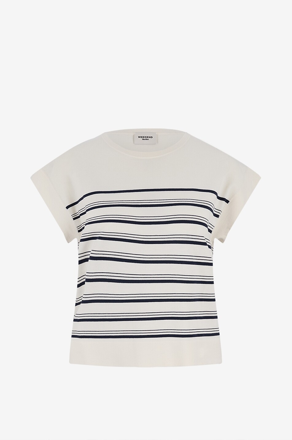 WEEKEND MAX MARA Gestreiftes Rundhals-T-Shirt aus Viskose-Jersey Ufo Damen Hellbeige 1
