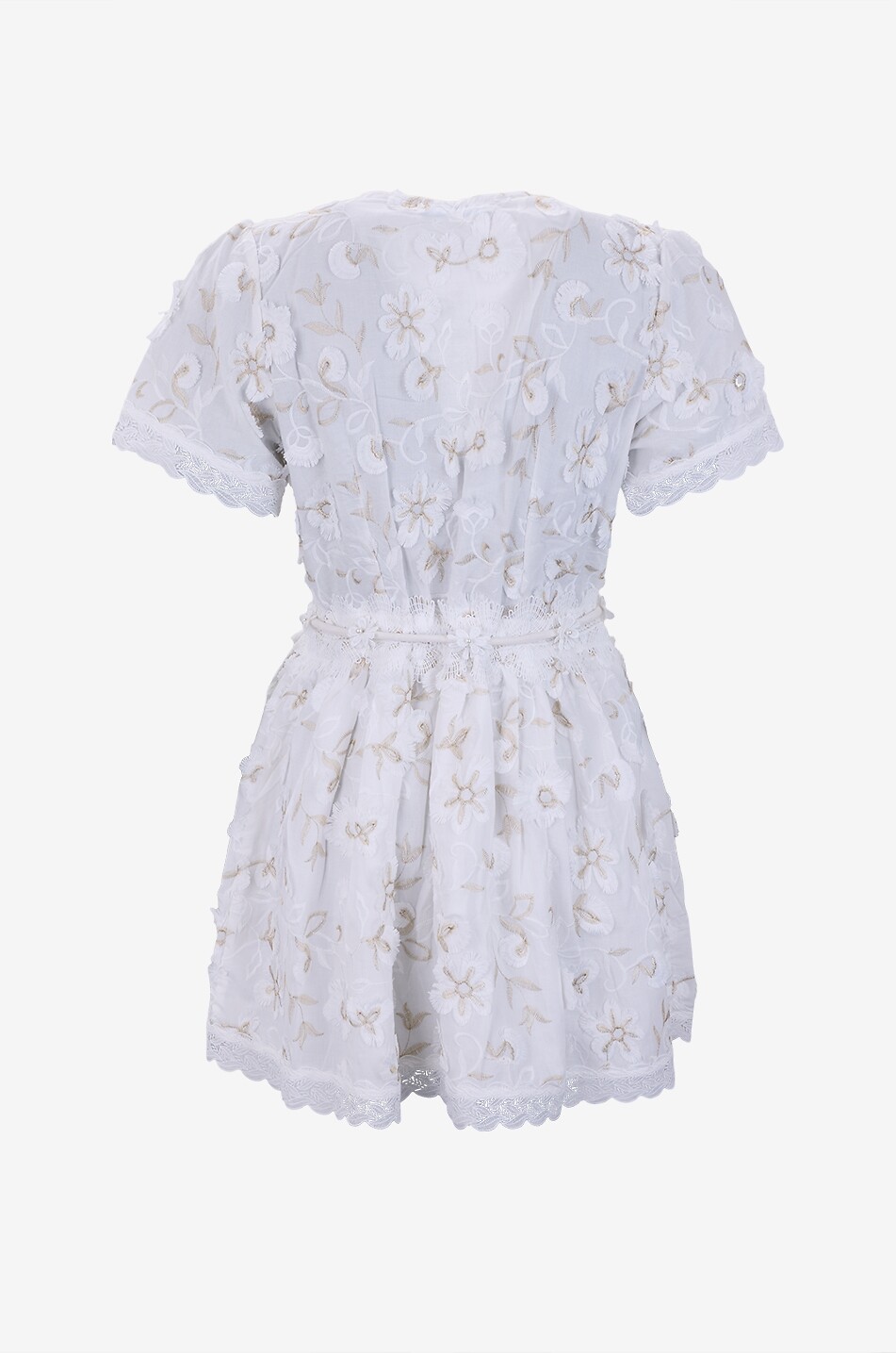 WAIMARI Violetta linen and guipure mini shirt dress Women WHITE 2