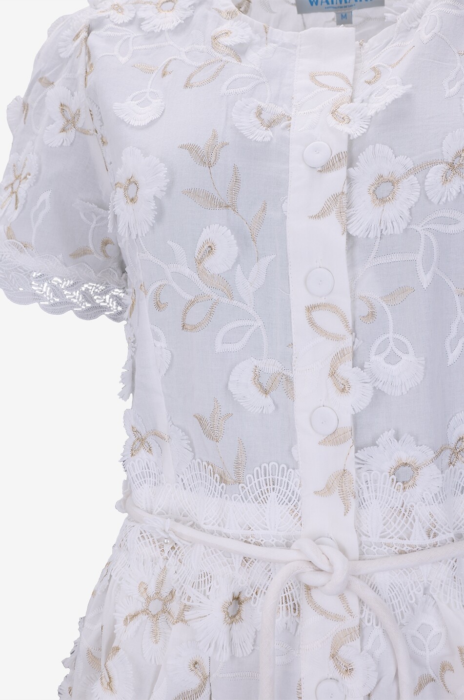 WAIMARI Violetta linen and guipure mini shirt dress Women WHITE 3