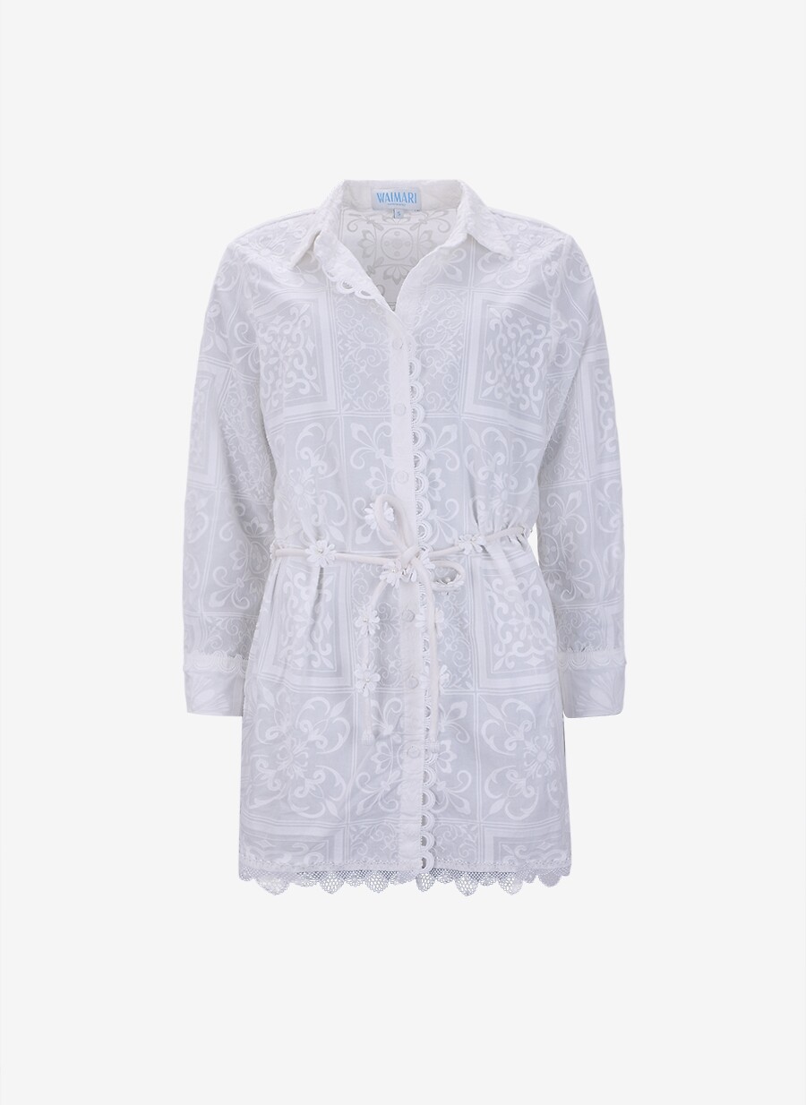 Alloria broderie voile cotton short shirt dress