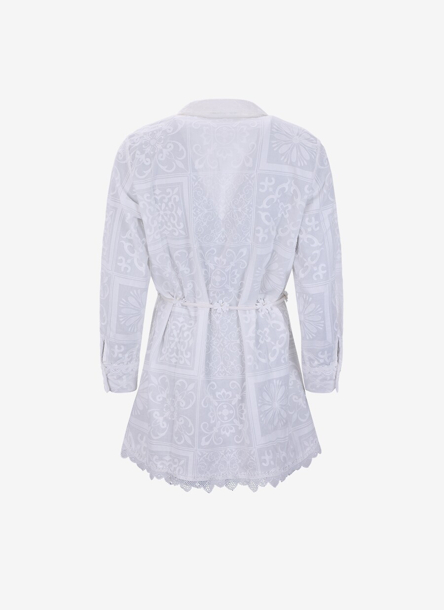 WAIMARI Alloria broderie voile cotton short shirt dress Women WHITE 2
