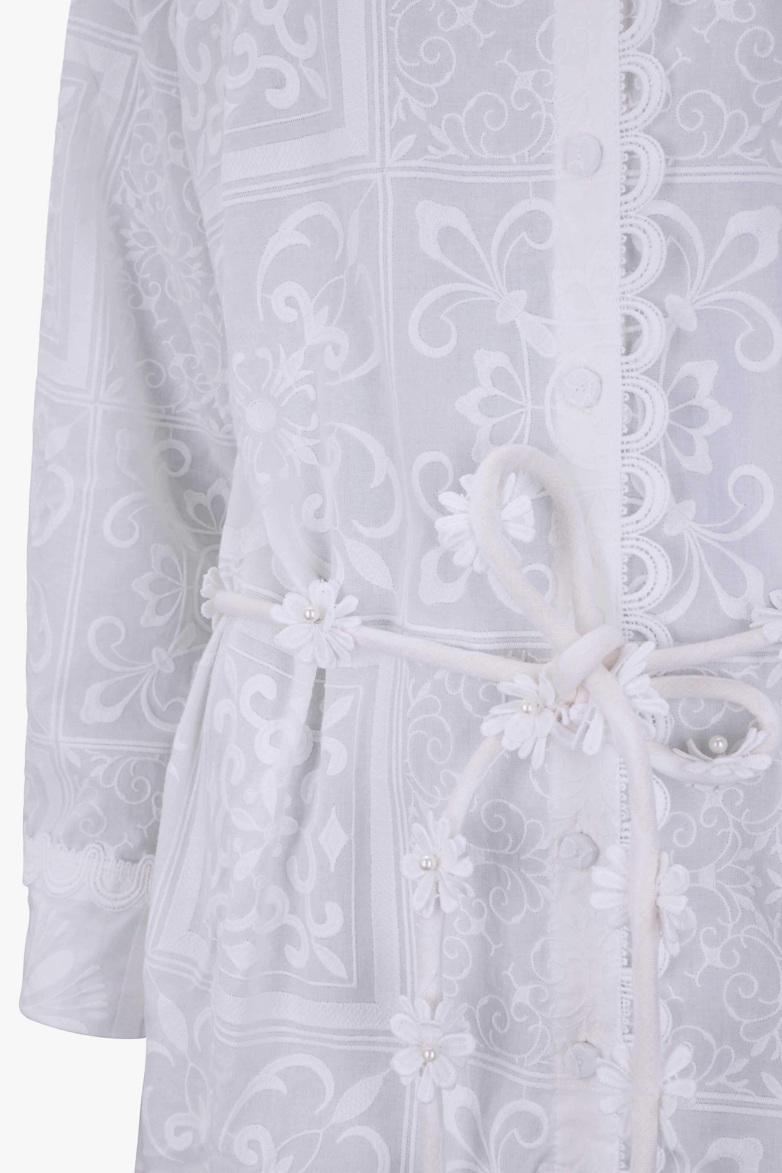 WAIMARI Alloria broderie voile cotton short shirt dress Women WHITE 4