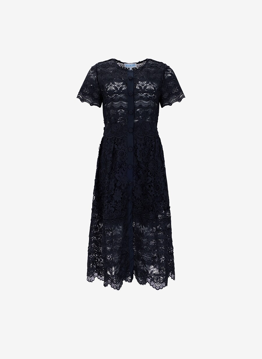 WAIMARI Grace Maxi short-sleeved lace midi dress Women BLACK 1