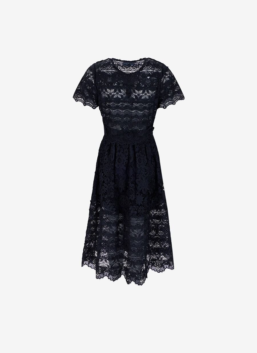 WAIMARI Grace Maxi short-sleeved lace midi dress Women BLACK 2