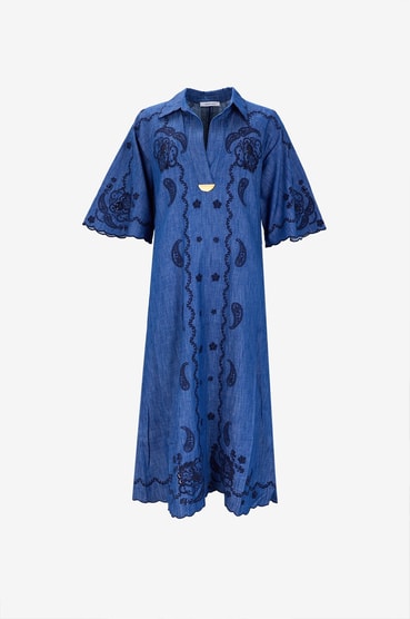 zimmermann lucky denim midi dress Lucky denim midi dress in blue - Zimmermann