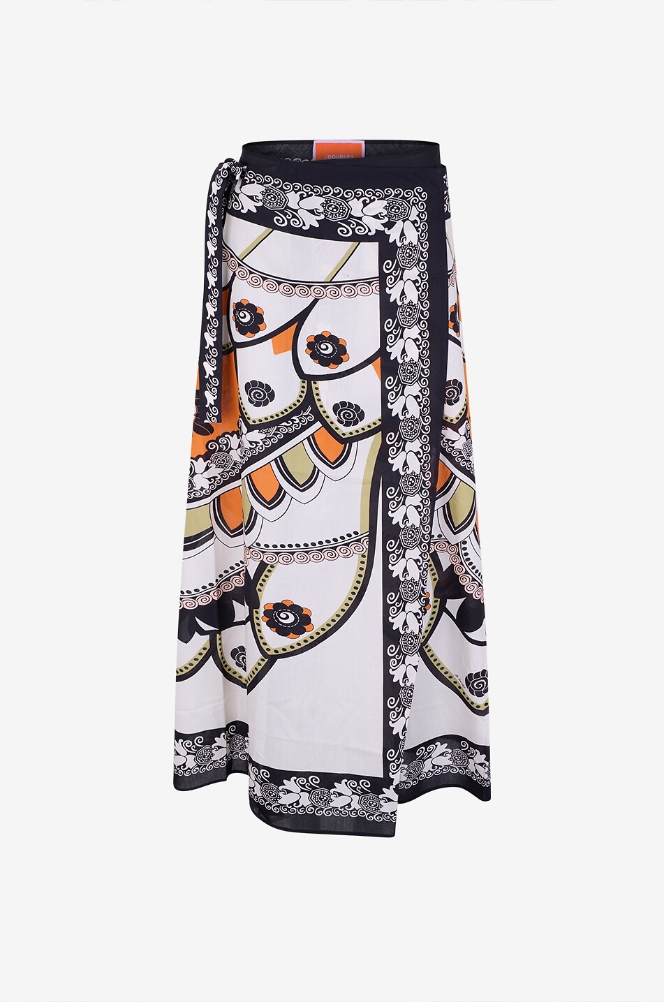 LA DOUBLEJ Jupe midi portefeuille en mousseline de coton Sarong Plume Placée Femme MULTICOLORE 1