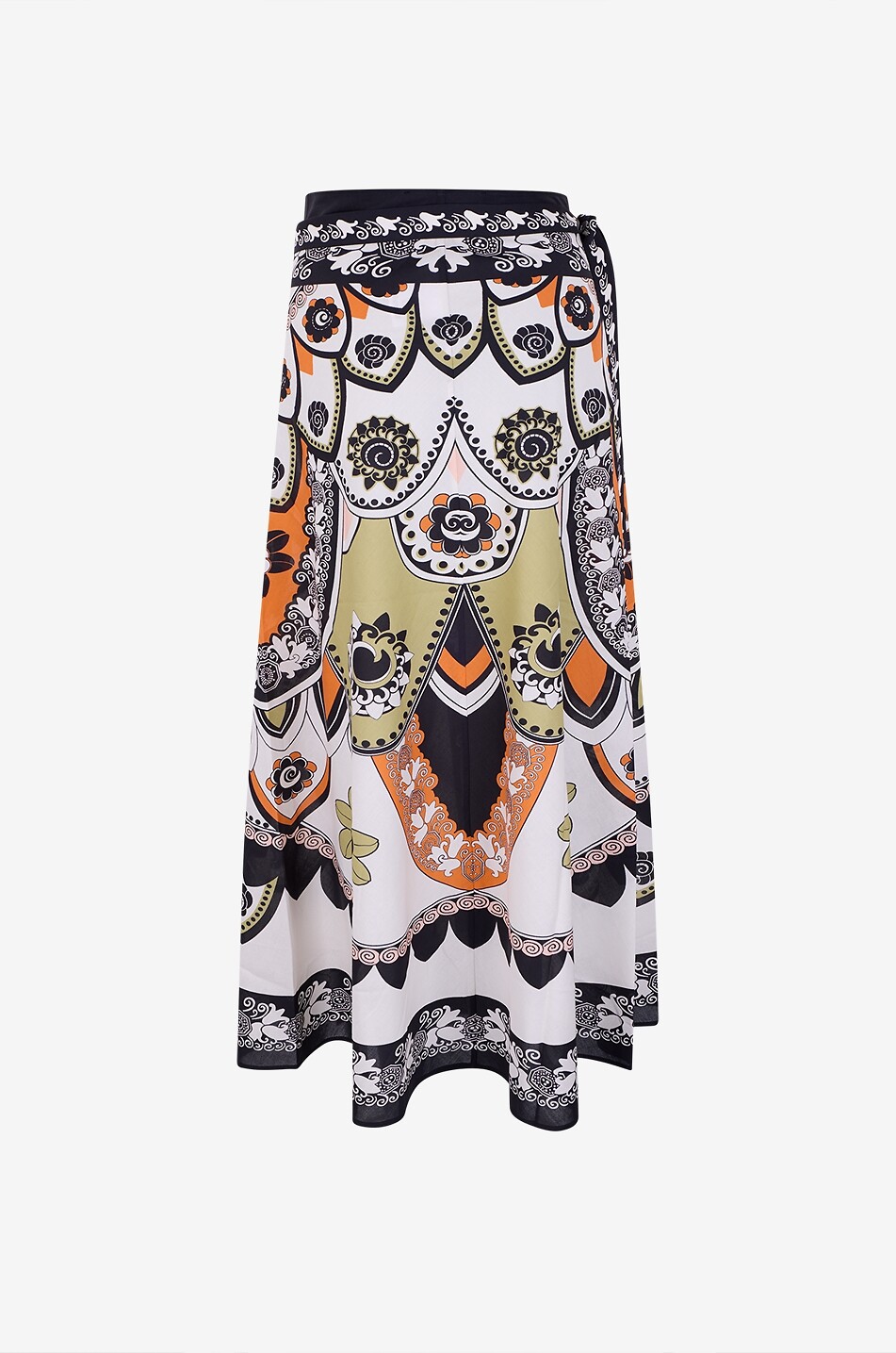 LA DOUBLEJ Jupe midi portefeuille en mousseline de coton Sarong Plume Placée Femme MULTICOLORE 2