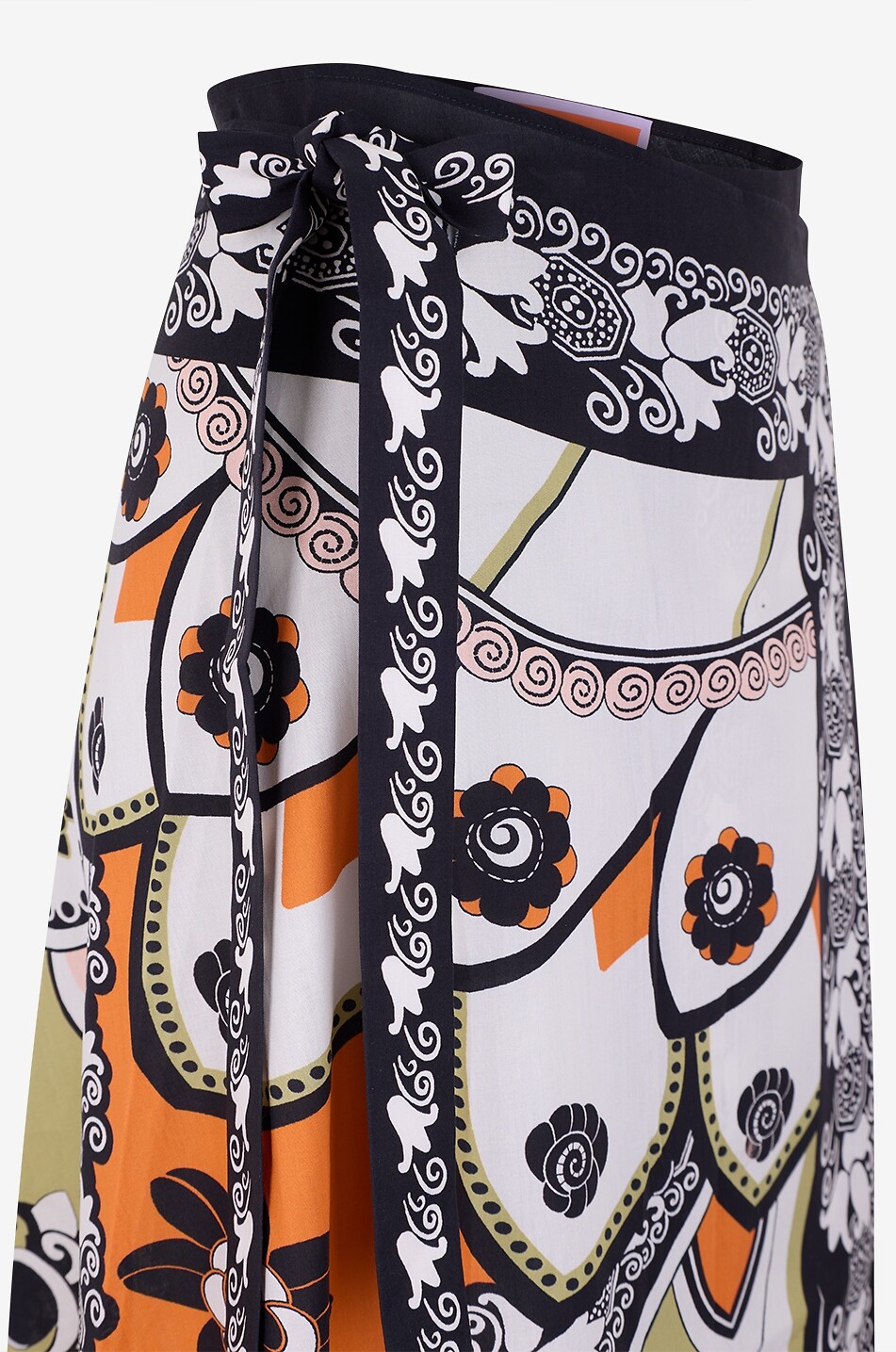 LA DOUBLEJ Jupe midi portefeuille en mousseline de coton Sarong Plume Placée Femme MULTICOLORE 3