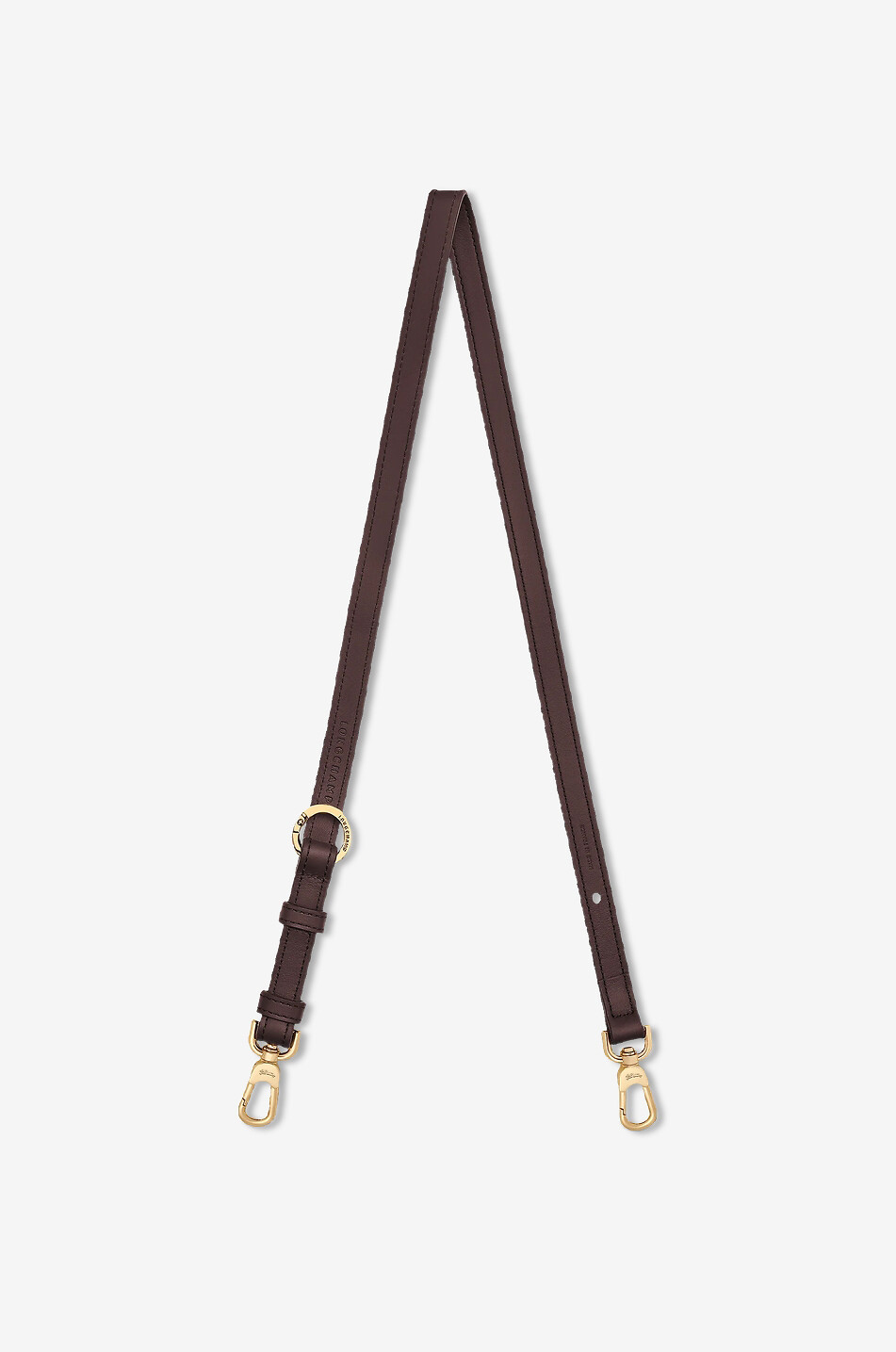 LONGCHAMP Longstrap adjustable leather shoulder strap Women DARK BROWN 1