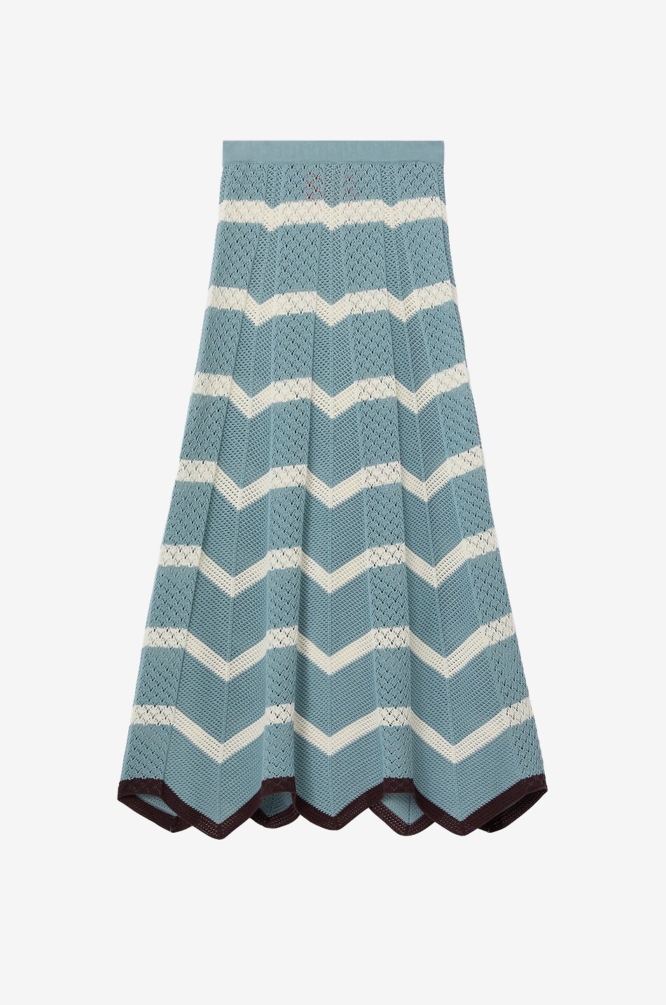 LA DOUBLEJ Jupe longue en maille de coton ajourée Chevron Femme BLEU 1