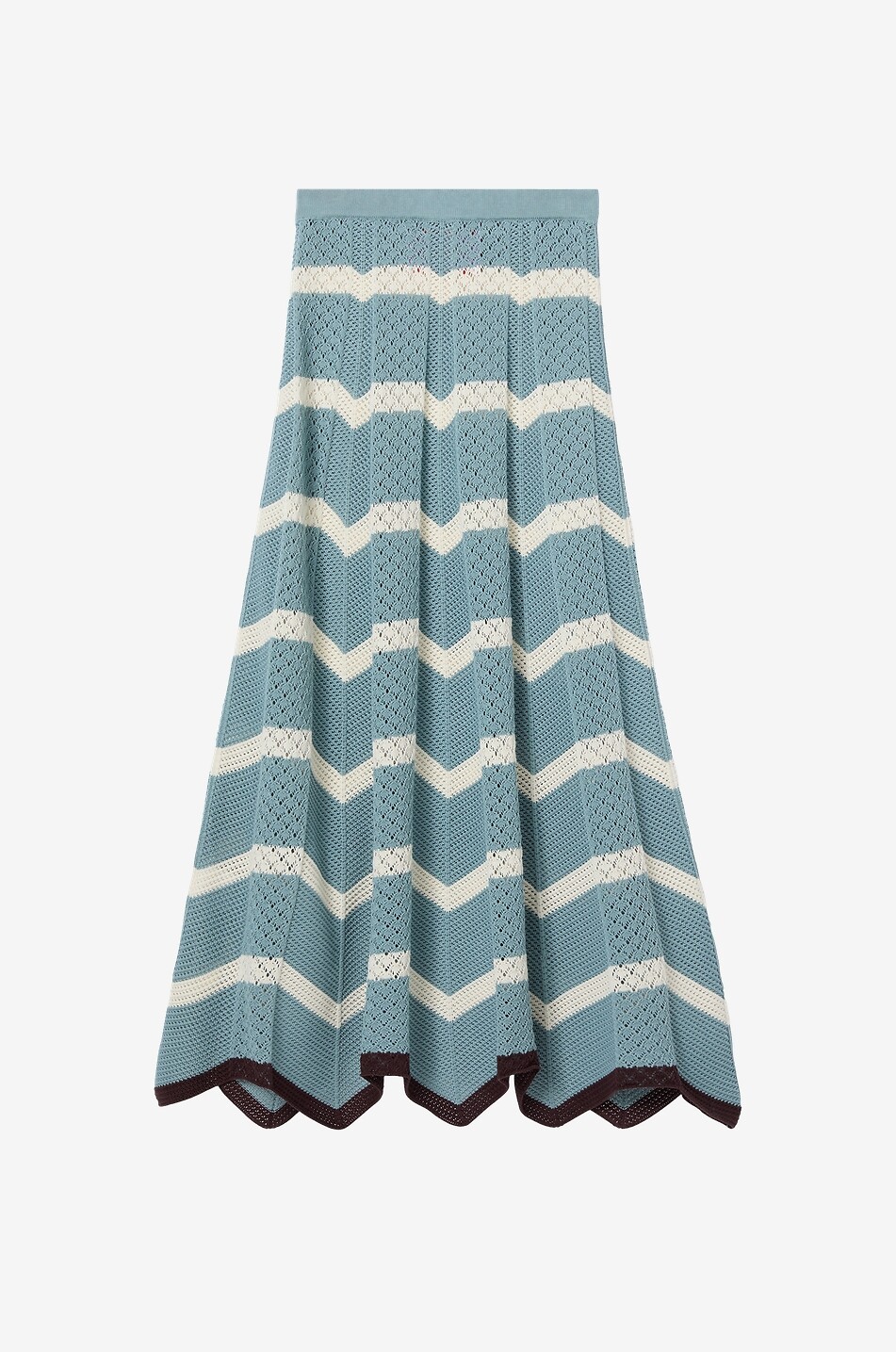 LA DOUBLEJ Jupe longue en maille de coton ajourée Chevron Femme BLEU 2