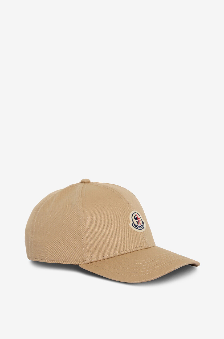 MONCLER Tricolour logo patch adorned cotton gabardine baseball cap Men BEIGE 2