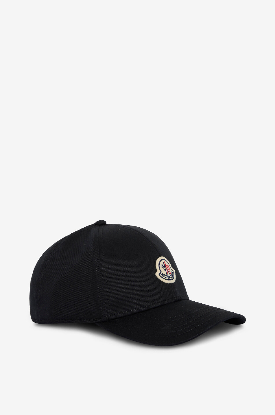 MONCLER Tricolour logo patch adorned cotton gabardine baseball cap Men BLACK 2