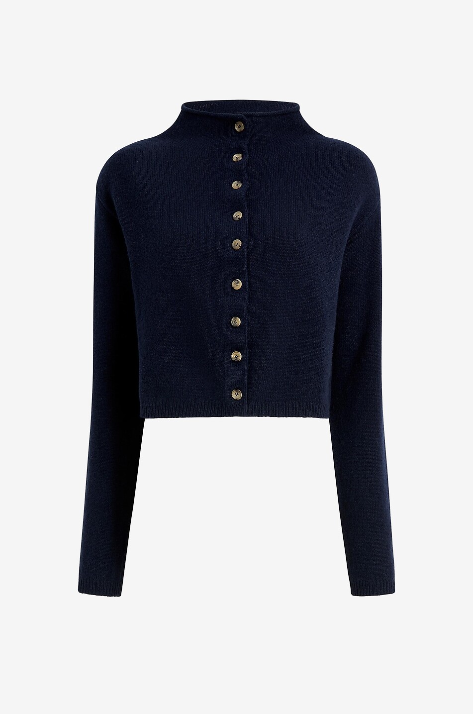 KHAITE Annora short funnel neck wool and cashmere cardigan Women DARK BLUE 1