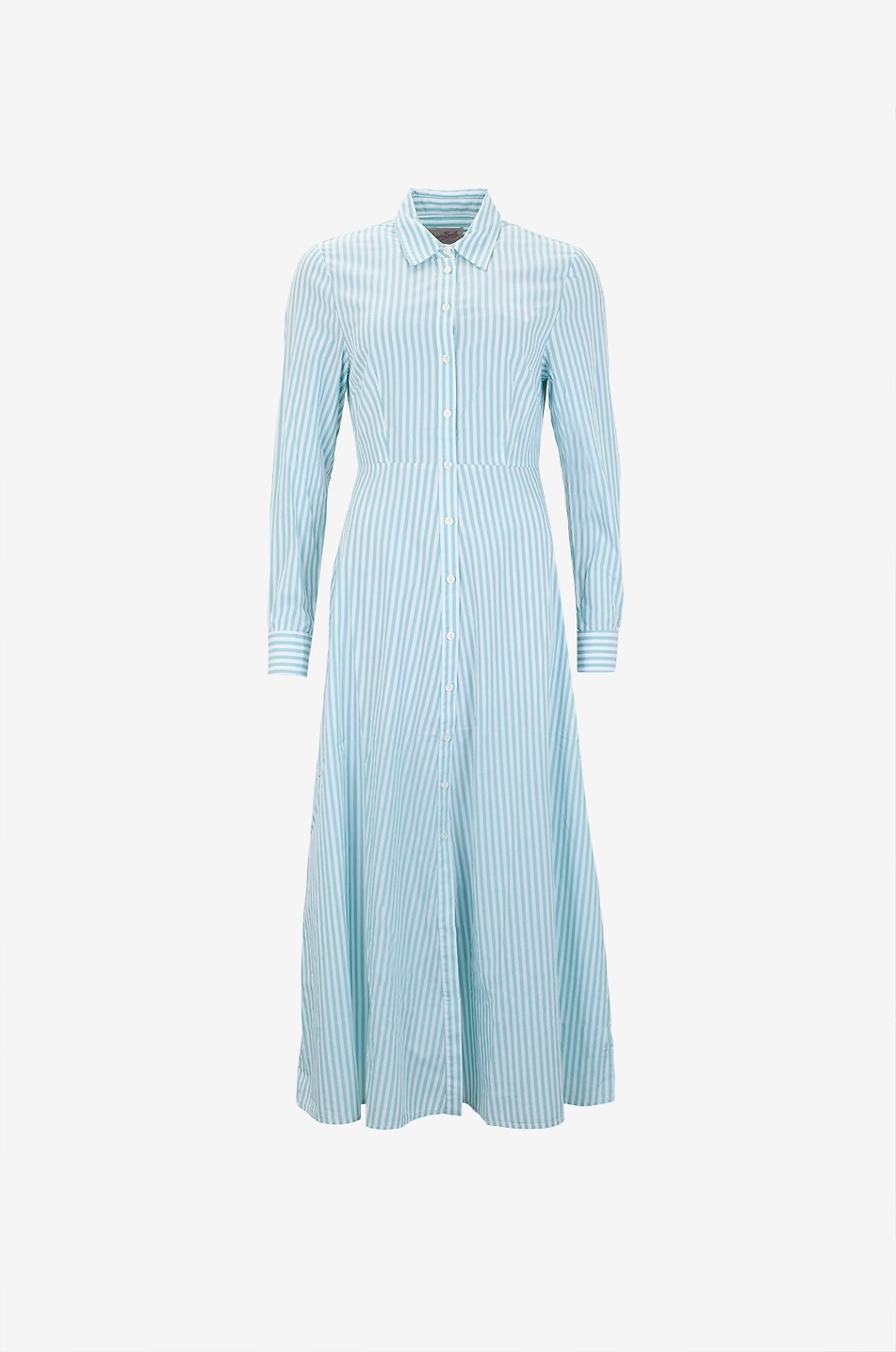 MC2 SAINT BARTH Giuni long striped cotton poplin shirt dress Women LIGHT GREEN 1