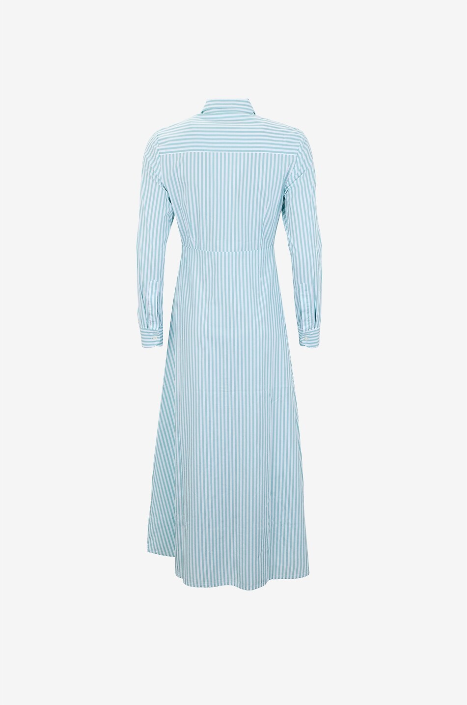 MC2 SAINT BARTH Giuni long striped cotton poplin shirt dress Women LIGHT GREEN 2