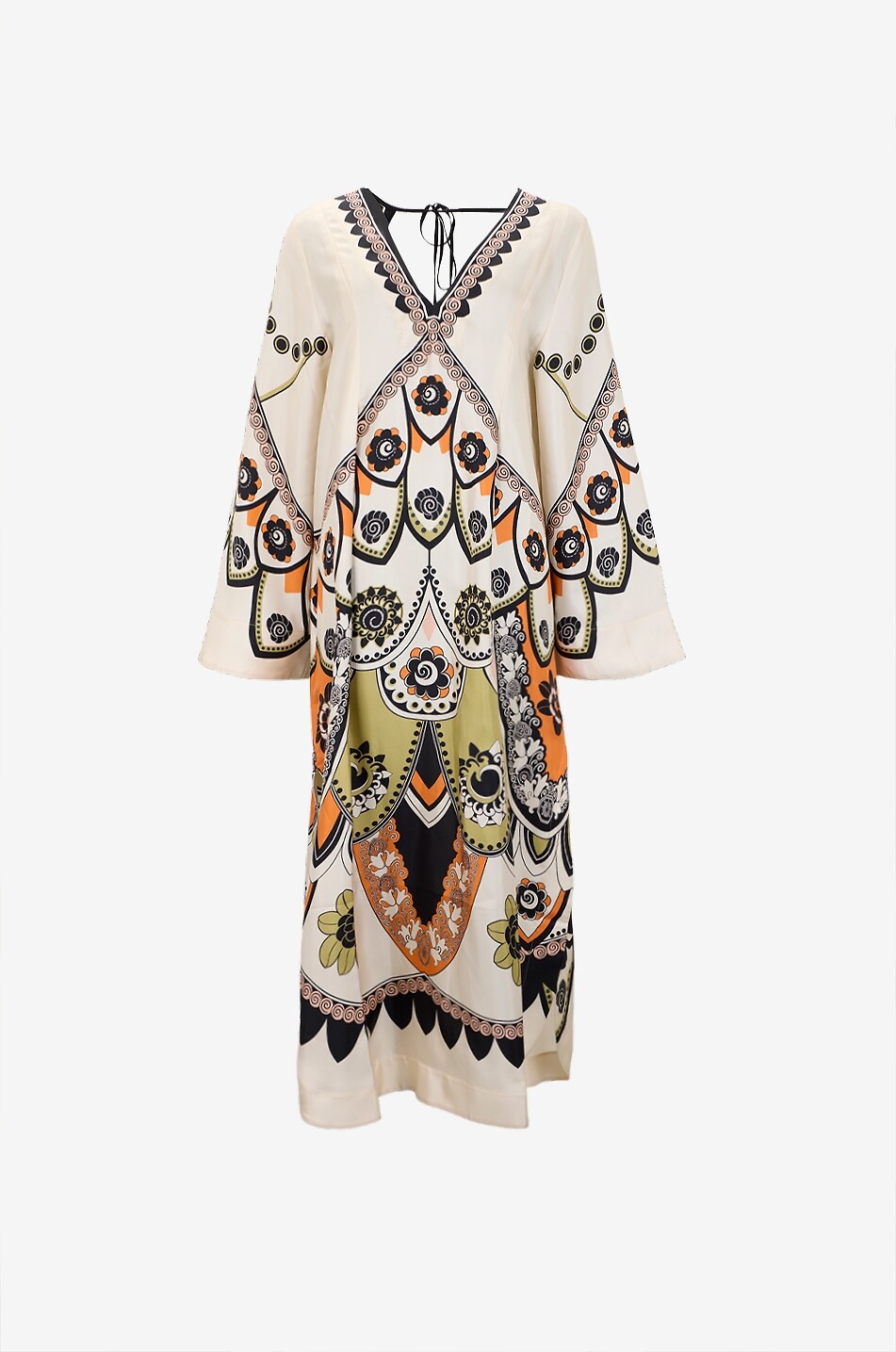 LA DOUBLEJ Robe longue imprimée en soie Twin Flame Plume Placée Femme MULTICOLORE 1