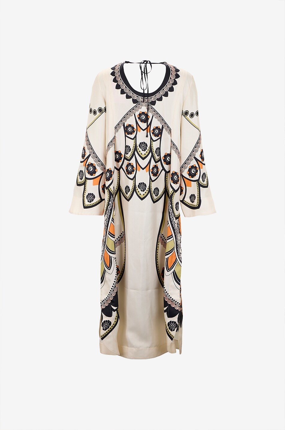 LA DOUBLEJ Robe longue imprimée en soie Twin Flame Plume Placée Femme MULTICOLORE 2
