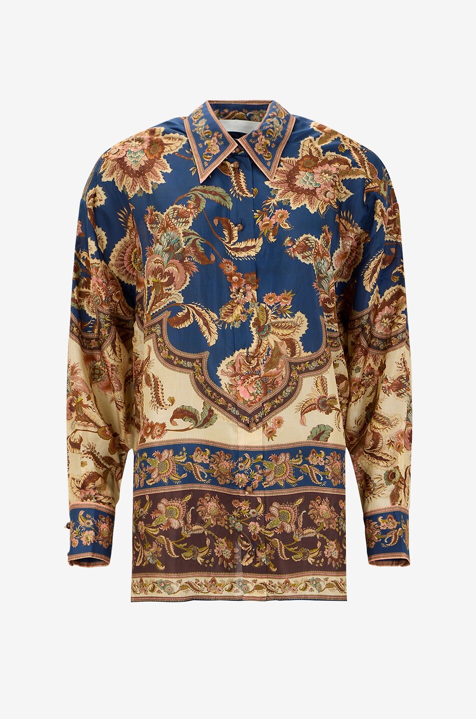 ZIMMERMANN Langärmeliges bedrucktes Seidenhemd Aster Relaxed Jacobean Damen DUNKELBLAU 1