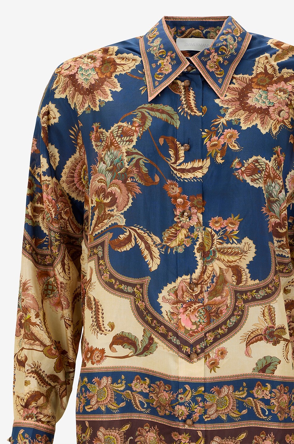 ZIMMERMANN Langärmeliges bedrucktes Seidenhemd Aster Relaxed Jacobean Damen DUNKELBLAU 3